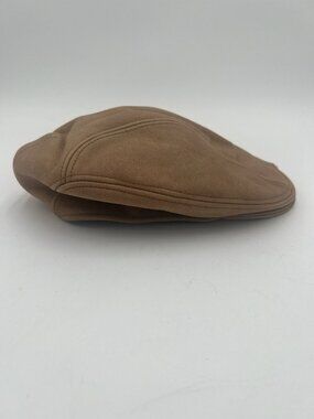 Stetson Newsboy Cap L/XL Camel Brown Genuine Leather Made USA Cabbie Hat Mens